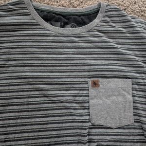 Hippy Tree Gray and Black Striped Short Sleeve Tee